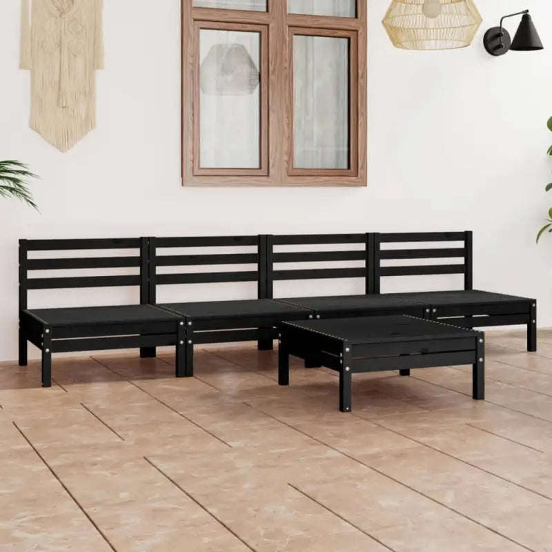 Tuinset van massief grenenhout voor ontspanning en gezelligheid - Zwart - Tuinsets