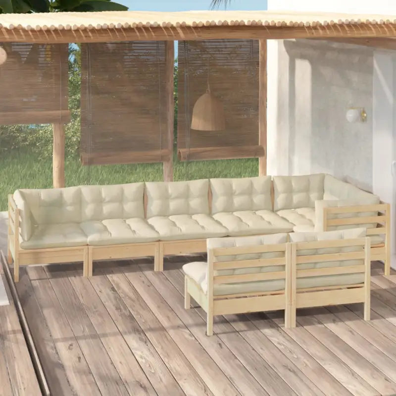 Tuinset van massief grenenhout voor ontspanning en gezelschap - Bruin en crème - Tuinsets