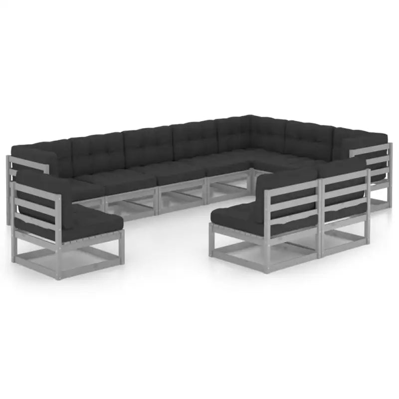 Tuinset van massief grenenhout voor ontspanning en gezelschap - Grijs / Ja - Tuinsets