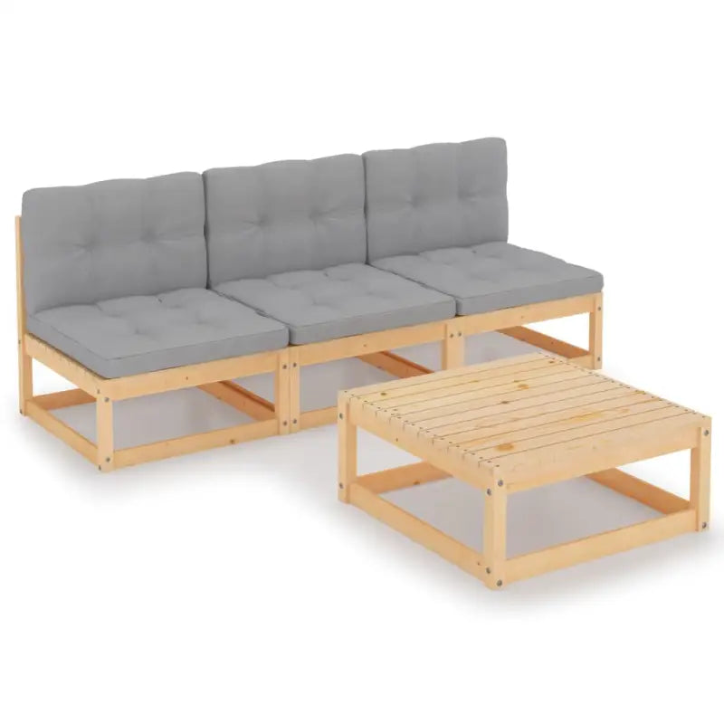 Tuinset van massief grenenhout voor ontspanning en gezelschap - Naturel / Ja - Tuinsets