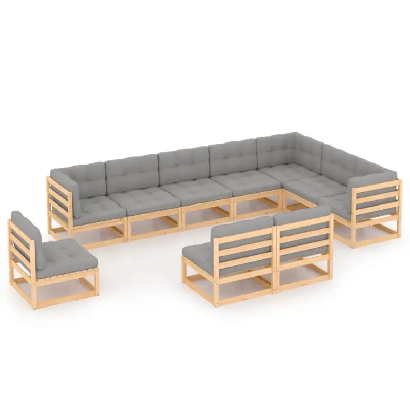 Tuinset van massief grenenhout voor ontspanning en gezelschap - Naturel / Ja - Tuinsets