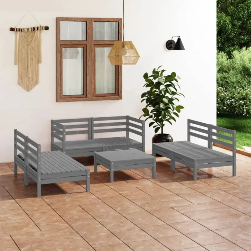 Tuinset van massief grenenhout voor ontspanning en plezier - Grijs - Tuinsets