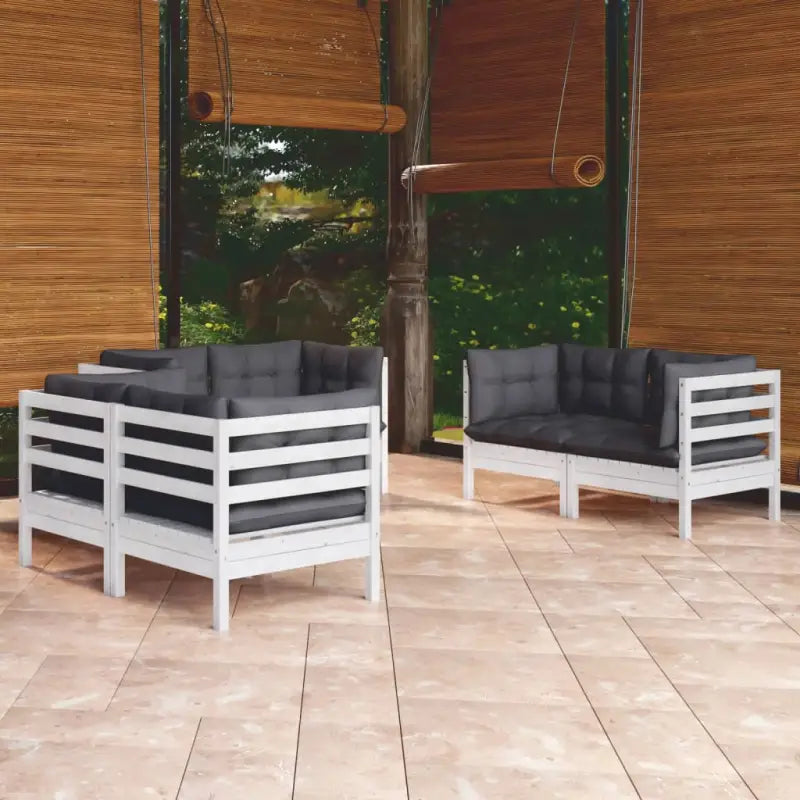 Tuinset van massief grenenhout voor ontspanning en samenkomen - Wit - Tuinsets
