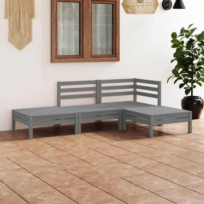 Tuinset van massief grenenhout voor ontspanning en samenkomst - Grijs - Tuinsets