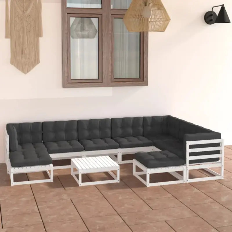 Tuinset van massief grenenhout voor ontspanning en samenkomst - Wit / Ja - Tuinsets