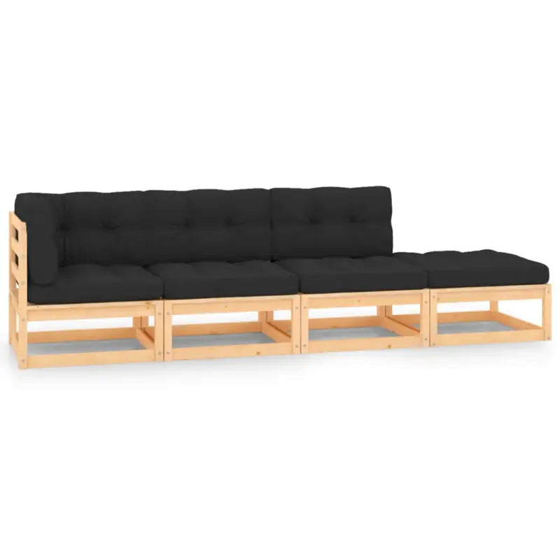 Tuinset van massief grenenhout voor ontspanning in de tuin - Naturel en antraciet / Ja - Tuinsets