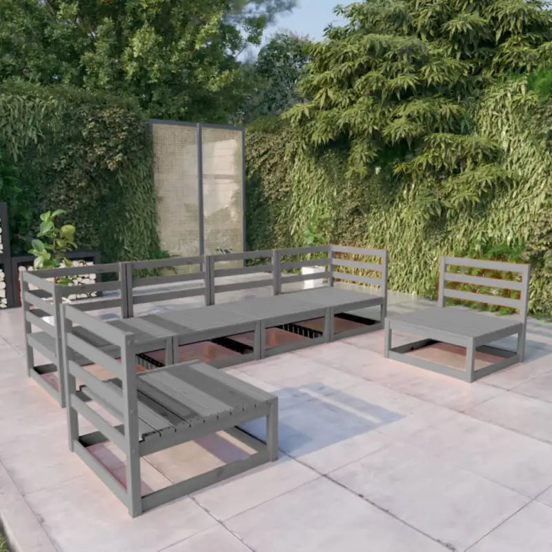 Tuinset van massief grenenhout voor ultiem buitenplezier - Grijs / Nee - Tuinsets