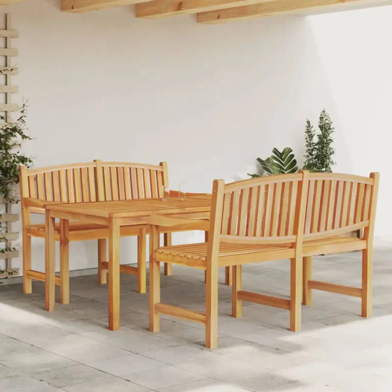 Tuinset van massief teakhout met waterbasisafwerking en fijne afmetingen - 180 cm tafellengte / 2x Bank + Tafel