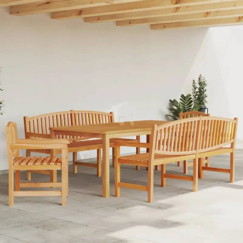 Tuinset van massief teakhout met waterbasisafwerking en fijne afmetingen - 200 cm tafellengte / 2x chair + 2x bench