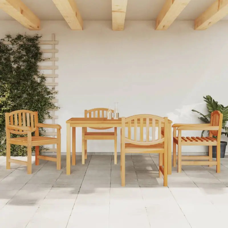 Tuinset van massief teakhout met waterbasisafwerking en fijne afmetingen - 150 cm tafellengte / 4x stoel + tafel