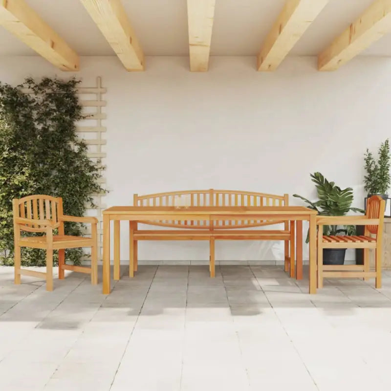 Tuinset van massief teakhout met waterbasisafwerking en fijne afmetingen - 200 cm tafellengte / 2x chair + bench