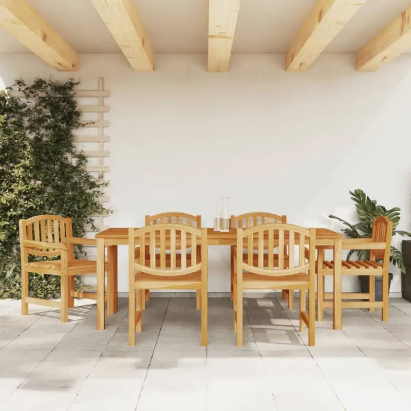 Tuinset van massief teakhout met waterbasisafwerking en fijne afmetingen - 150 cm tafellengte / 6x stoel + tafel