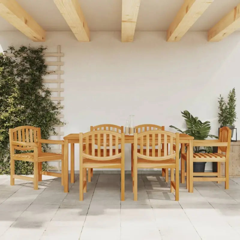 Tuinset van massief teakhout met waterbasisafwerking en fijne afmetingen - 180 cm tafellengte / 6x stoel + tafel