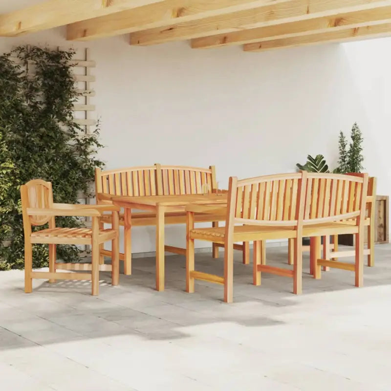 Tuinset van massief teakhout met waterbasisafwerking en fijne afmetingen - 180 cm tafellengte / 2x chair + 2x bench