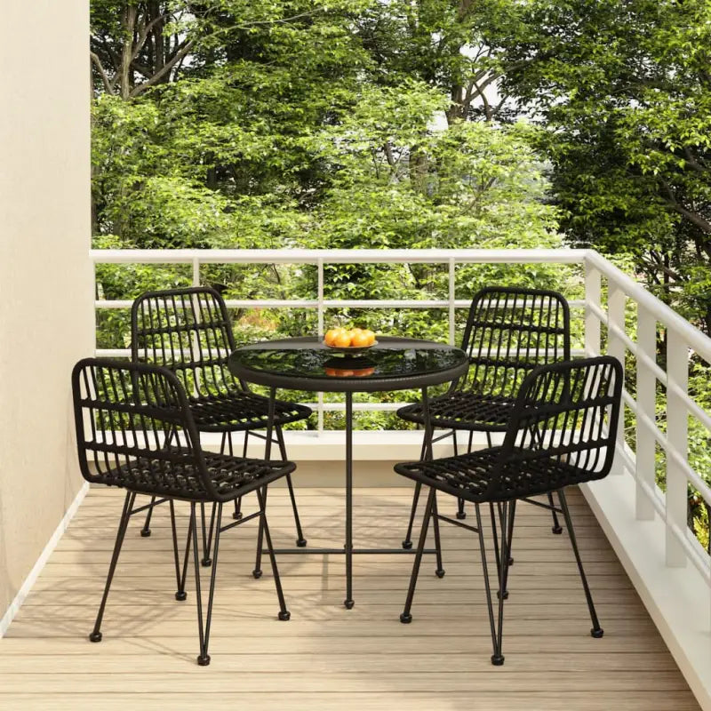 Tuinset van poly rattan met esthetisch rattan uiterlijk en afmetingen - Zwart - Tuinsets