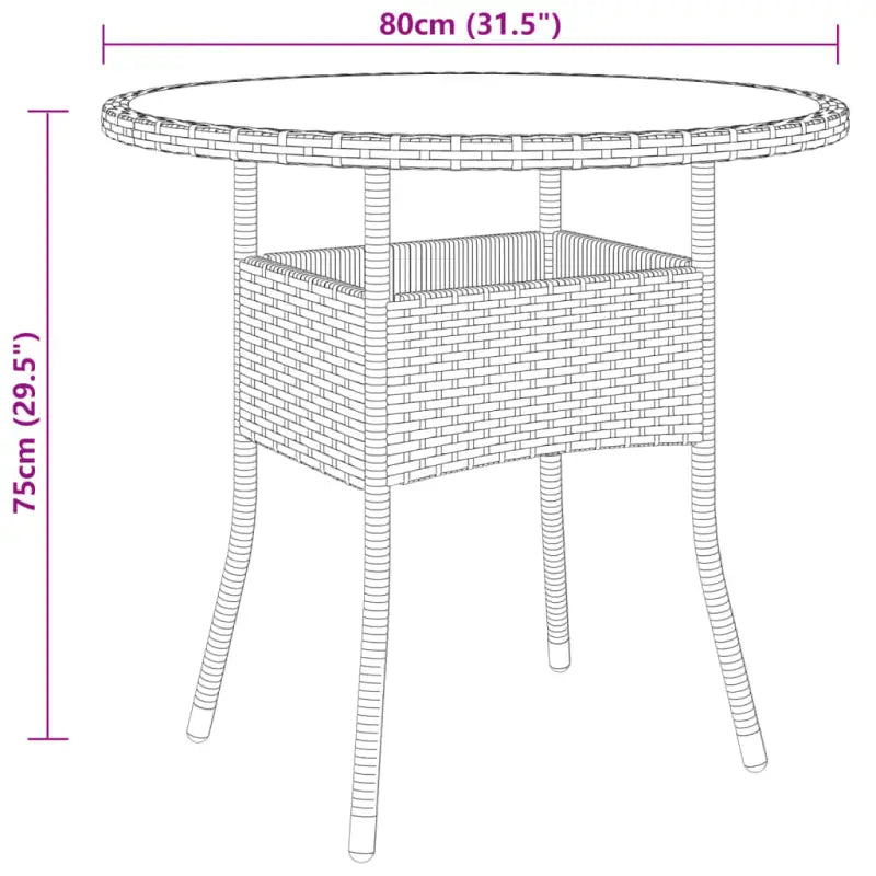 Tuinset van poly rattan met gehard glas en gepoedercoat staal - Tuinsets