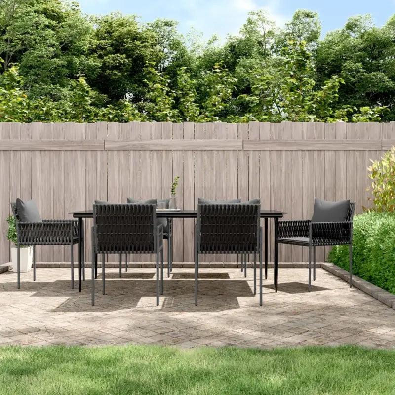 Tuinset van poly rattan met gehard glas voor eenvoudig schoon Genieten - Zwart / 200 cm tafellengte - Tuinsets