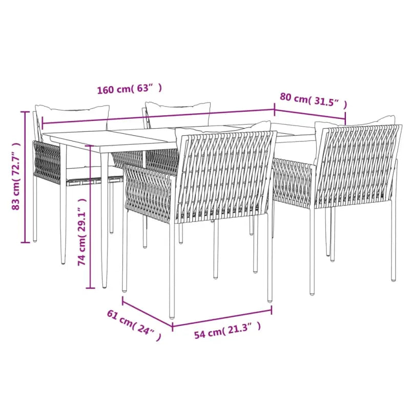 Tuinset van poly rattan met gehard glas voor eenvoudig schoon Genieten - Tuinsets