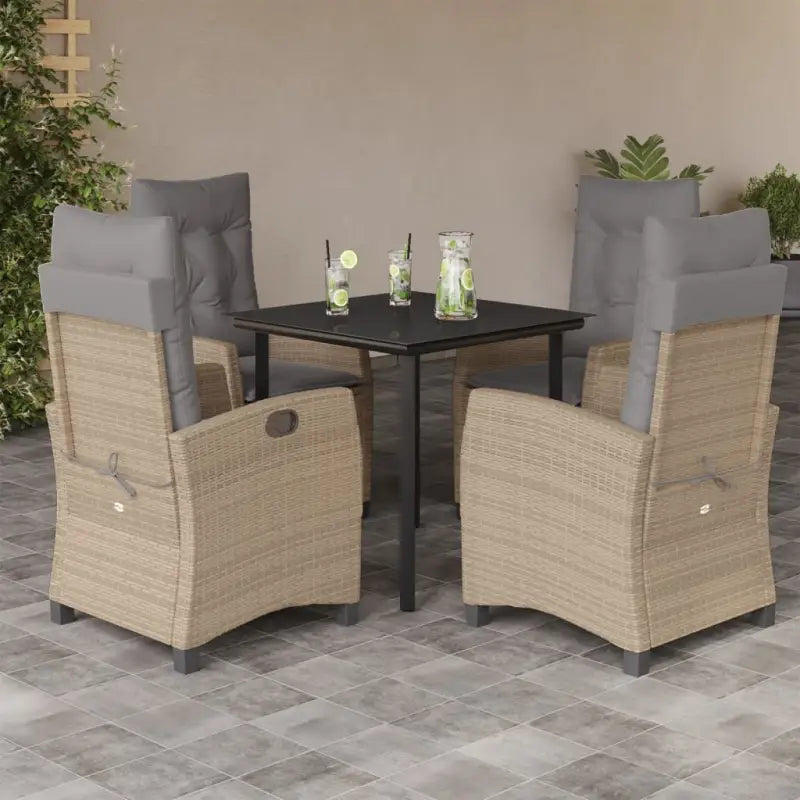 Tuinset van poly rattan met gemakkelijk schoon en gehard glas oppervlak - 80 cm tafellengte / Zonder voetensteun