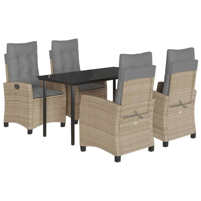 Tuinset van poly rattan met gemakkelijk schoon en gehard glas oppervlak - Tuinsets