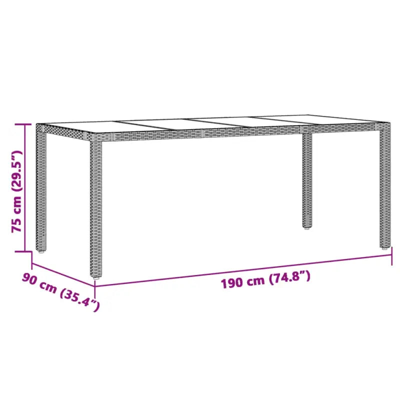 Tuinset van poly rattan met gemakkelijk schoon en gehard glas tafel - Tuinsets