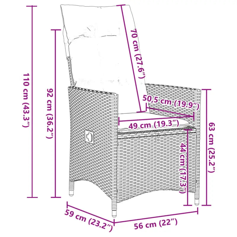Tuinset van poly rattan met gemakkelijk schoon en gehard glas tafel - Tuinsets