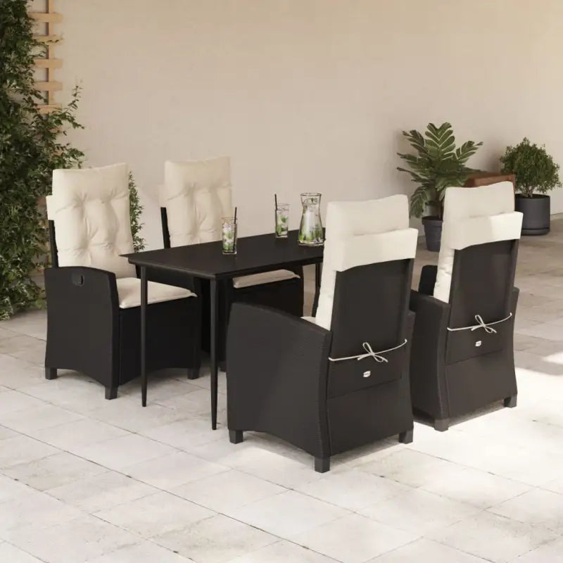 Tuinset van poly rattan met gemakkelijk schoon gehard glas - 140 cm tafellengte / Zonder voetensteun - Tuinsets