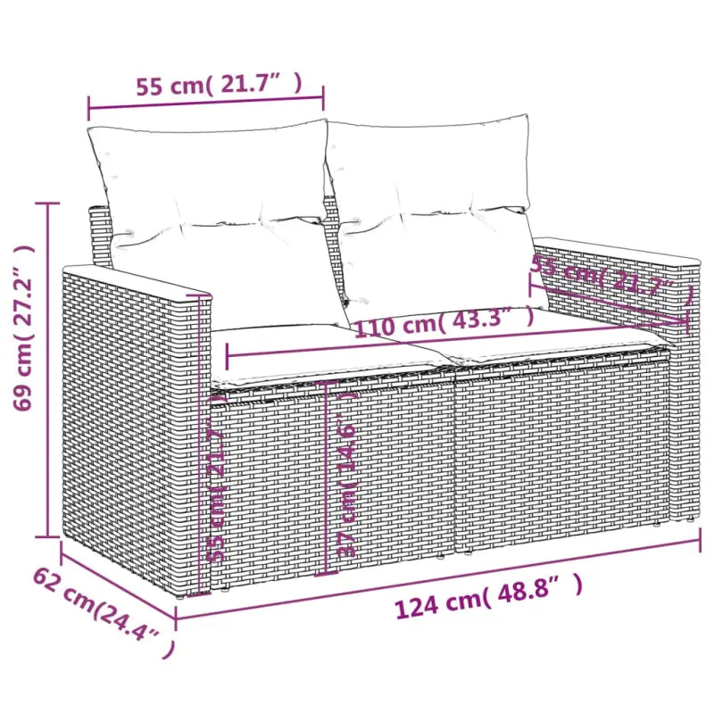Tuinset van zwart gepoedercoat staal met comfortabele afmetingen - Tuinsets