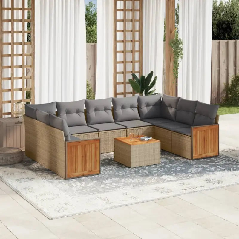 Tuinset van zwart gepoedercoat staal voor comfortabel buitenplezier - Beige en grijs / Met tafel - Tuinsets