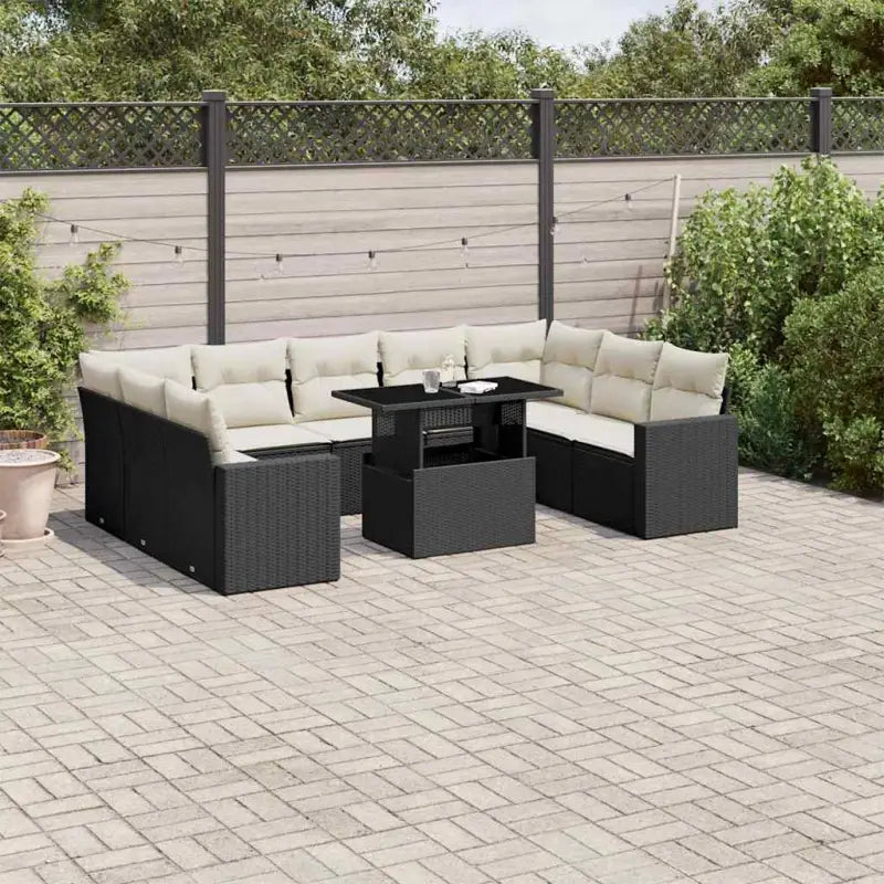 Tuinset van zwart materiaal en gepoedercoat staal met actuele afmetingen - Tuinsets