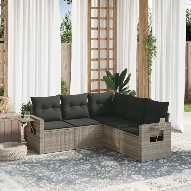 Tuinsets in beige materiaal met gepoedercoat staal en afmetingen - Lichtgrijs / Zonder tafel - Tuinsets