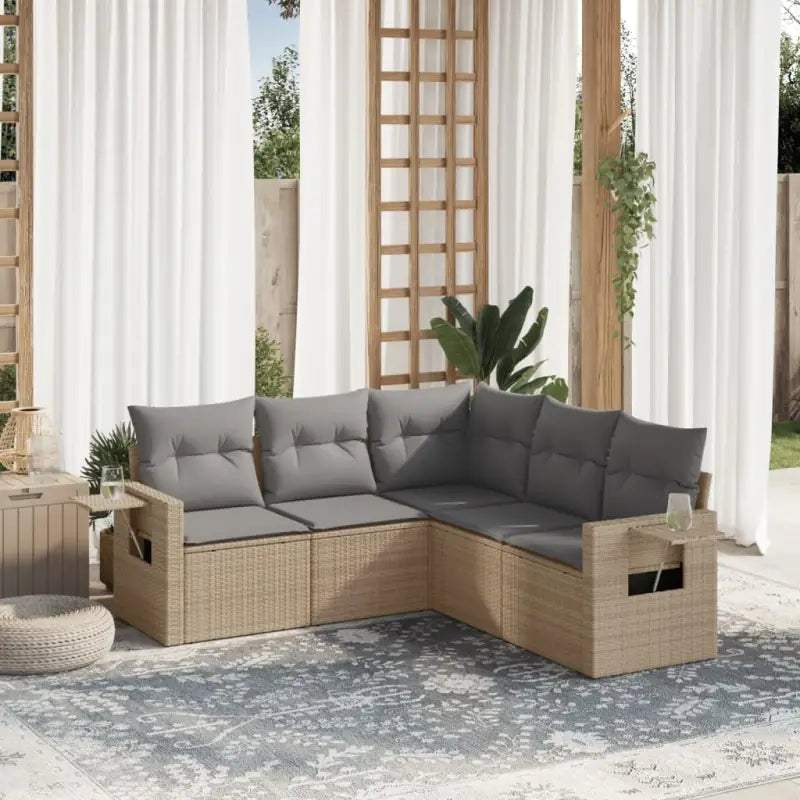 Tuinsets in beige materiaal met gepoedercoat staal en afmetingen - Beige en grijs / Zonder tafel - Tuinsets