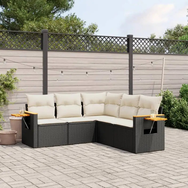 Tuinsets in beige materiaal met gepoedercoat staal en comfortabele afmetingen zitting - Zwart en crème / Zonder tafel