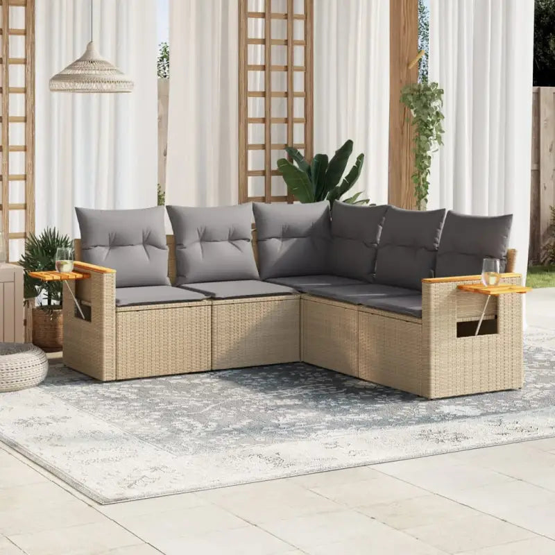 Tuinsets in beige materiaal met gepoedercoat staal en comfortabele afmetingen zitting - Beige en grijs / Zonder tafel
