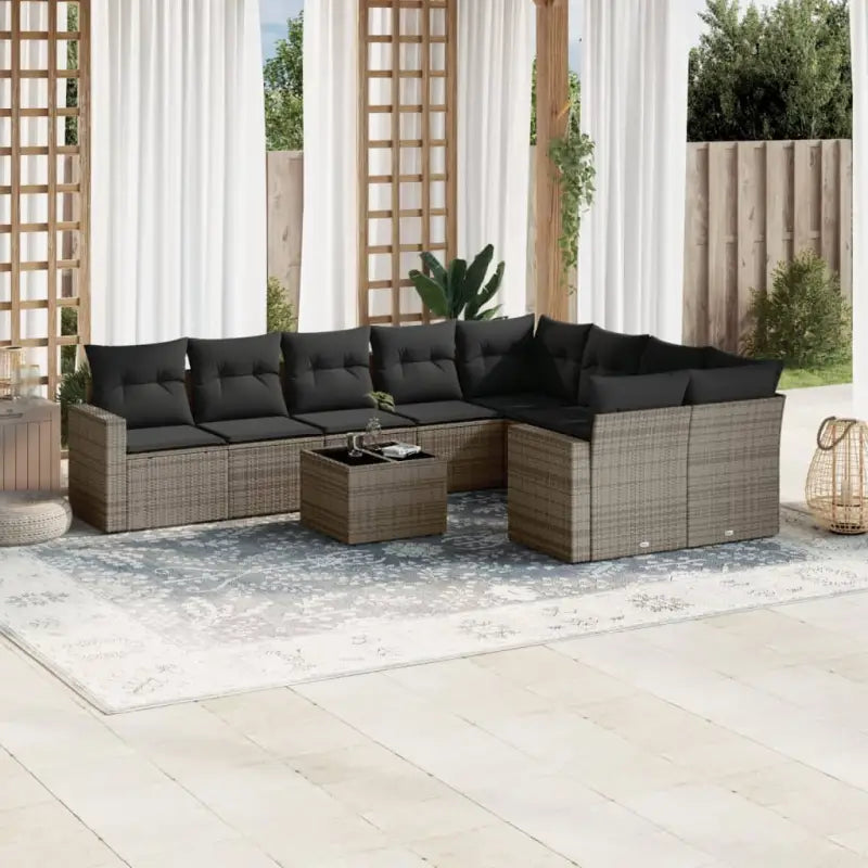 Tuinsets in beige materiaal met gepoedercoat staal en perfecte afmetingen - Grijs / Met tafel - Tuinsets