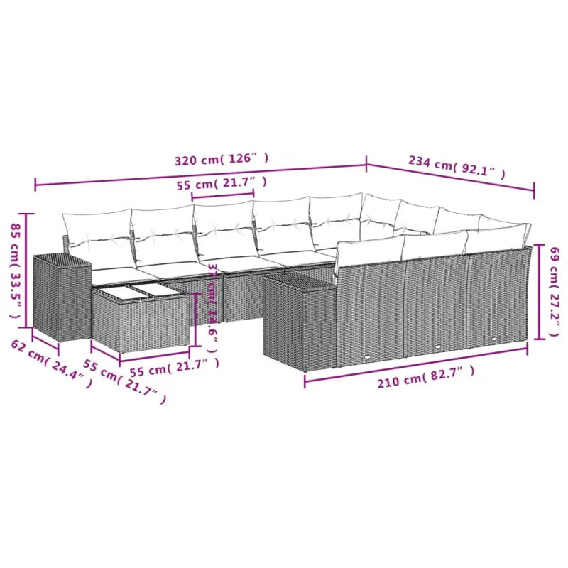 Tuinsets in grijs materiaal met gepoedercoat staal en afmetingen - Tuinsets