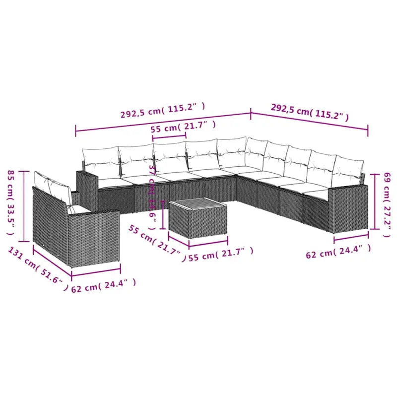 Tuinsets in grijs materiaal met gepoedercoat staal en afmetingen - Grijs - Tuinsets