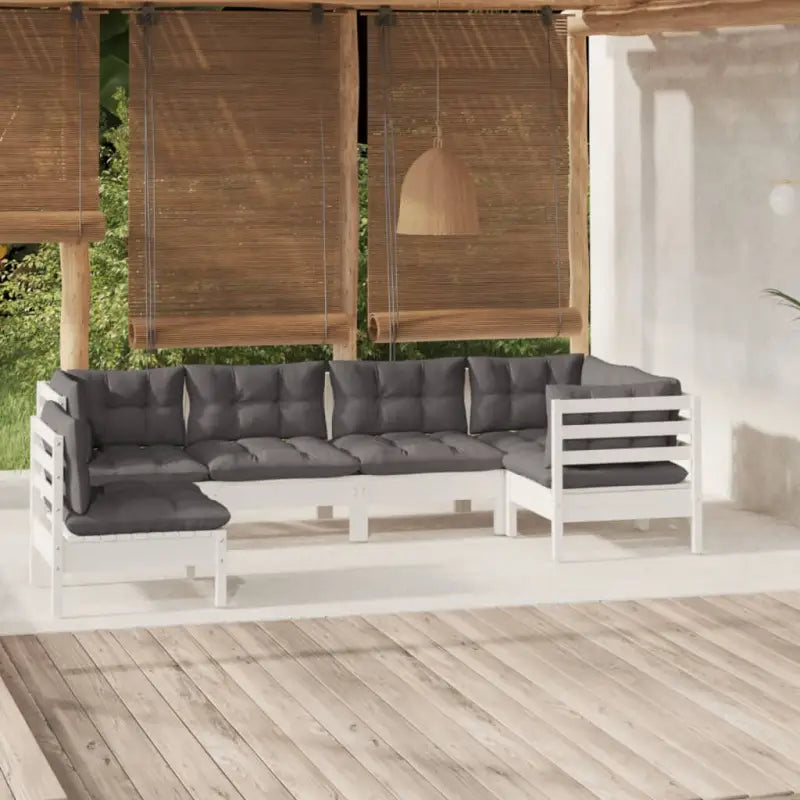 Tuinsets in massief grenenhout met comfortabele rug- en zijkussens - Wit - Tuinsets