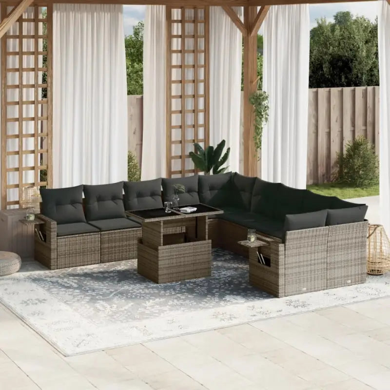 Tuinsets in zwart materiaal met gepoedercoat staal en afmetingen - Grijs / Met tafel - Tuinsets