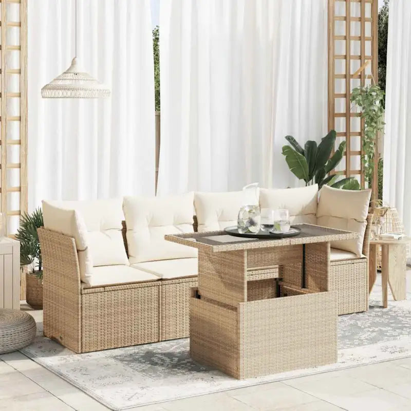 Tuinsets met beige materiaal en gepoedercoat staal afmetingen - beige en crèmekleurig / met opbergruimte - Tuinsets