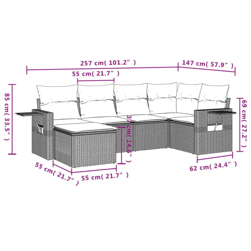 Tuinsets met beige materiaal en gepoedercoat staal afmetingen - Tuinsets