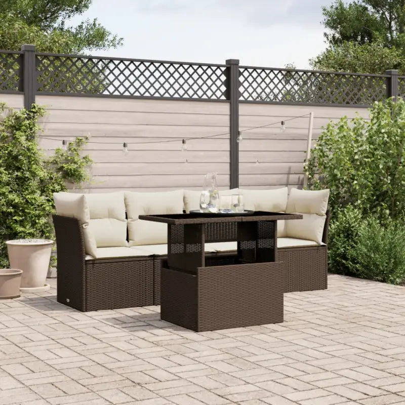 Tuinsets met beige materiaal en gepoedercoat staal afmetingen - Bruin en crème / zonder opbergruimte - Tuinsets