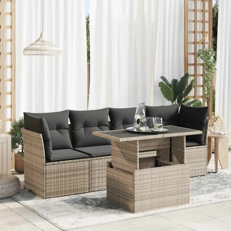 Tuinsets met beige materiaal en gepoedercoat staal afmetingen - Grijs / met opbergruimte - Tuinsets