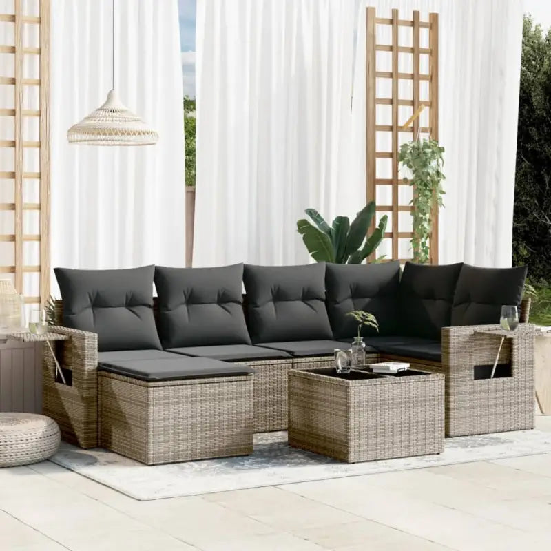 Tuinsets met beige materiaal en gepoedercoat staal afmetingen - Grijs / Zonder tafel - Tuinsets