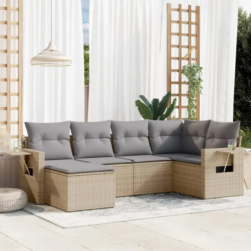 Tuinsets met beige materiaal en gepoedercoat staal afmetingen - Beige en grijs / Met tafel - Tuinsets