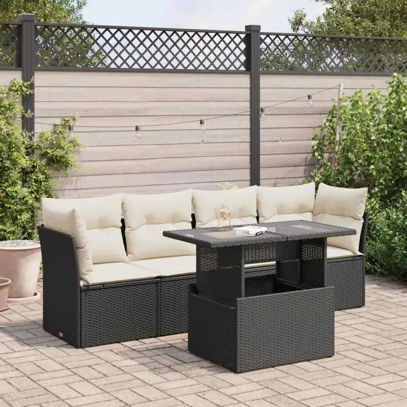 Tuinsets met beige materiaal en gepoedercoat staal afmetingen - Zwart en crème / met opbergruimte - Tuinsets