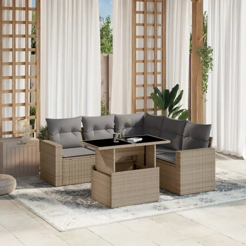 Tuinsets met beige materiaal en gepoedercoat staal voor buitenplezier - Beige en grijs / Met tafel - Tuinsets