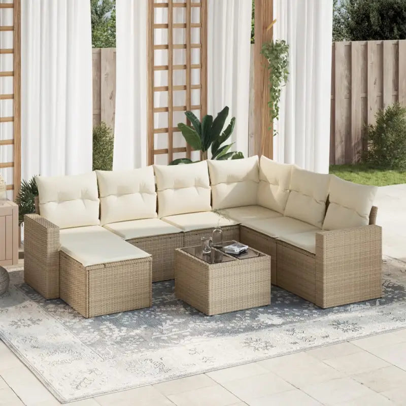 Tuinsets met beige materiaal en gepoedercoat staal voor buitenplezier - beige en crèmekleurig / Met tafel - Tuinsets