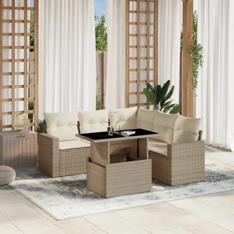 Tuinsets met beige materiaal en gepoedercoat staal voor buitenplezier - beige en crèmekleurig / Met tafel - Tuinsets