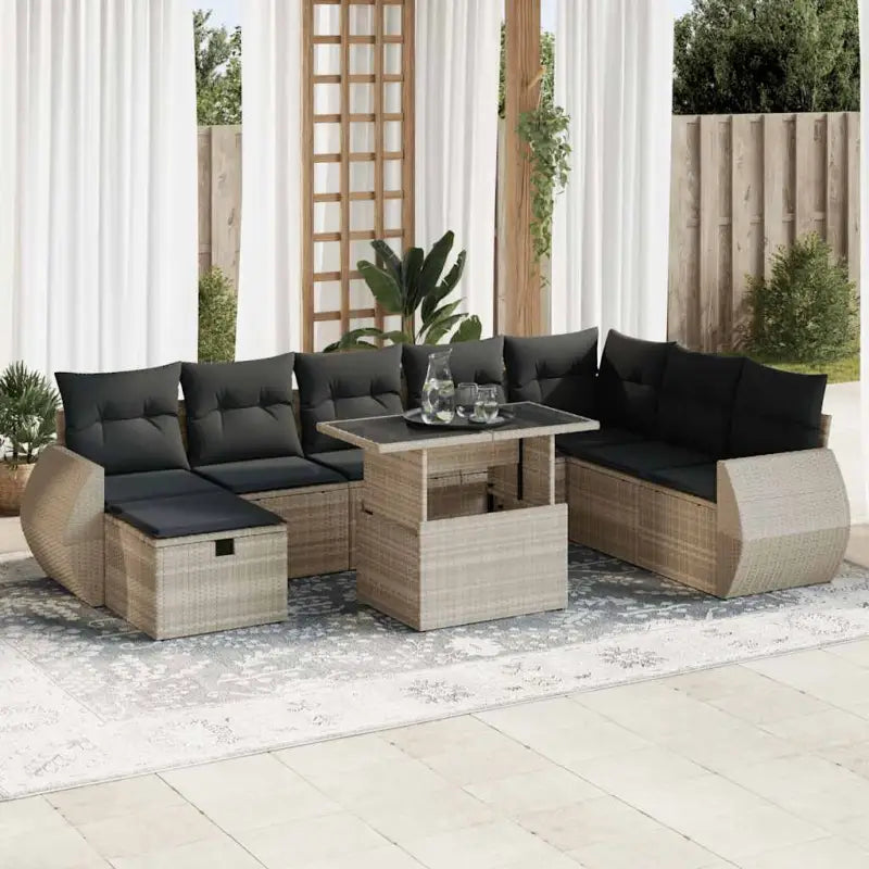 Tuinsets met beige materiaal en gepoedercoat staal voor buitenruimte - Lichtgrijs / met opbergruimte - Tuinsets